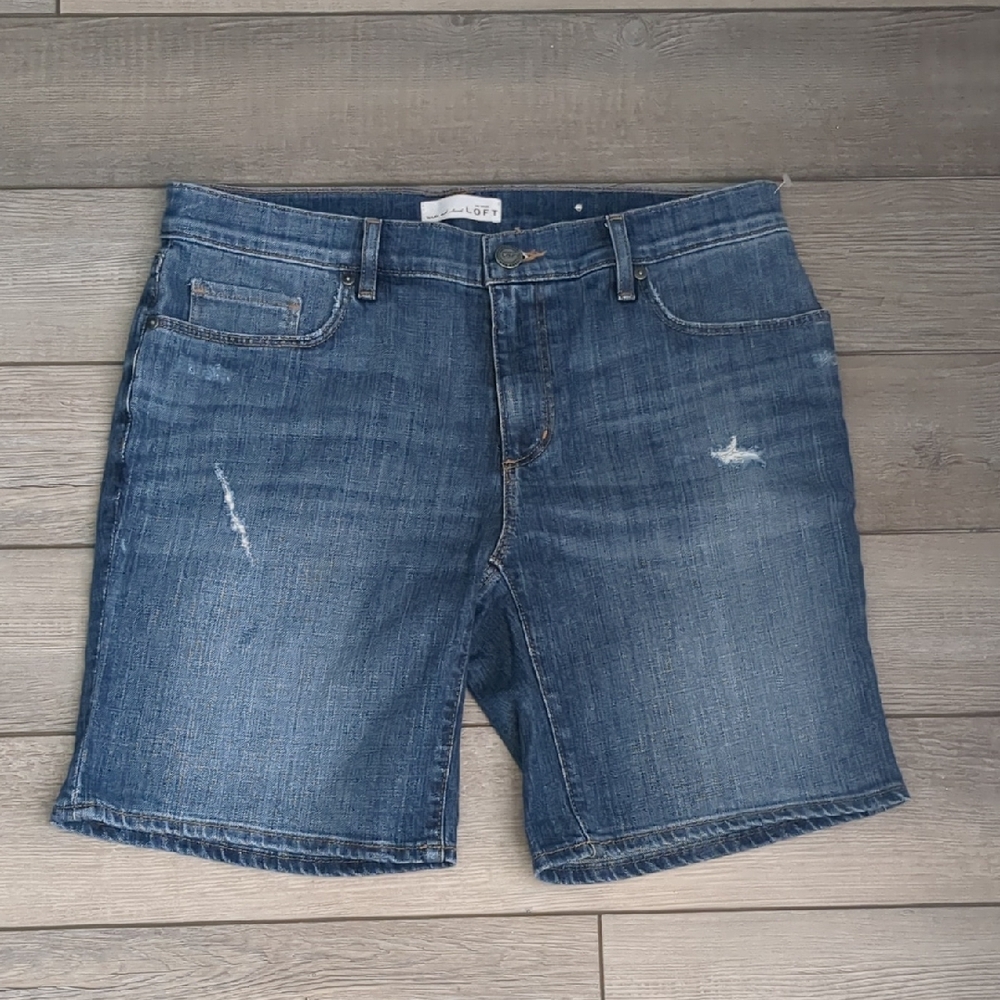 NWOT LOFT Blue Jean Shorts with Distressed Details